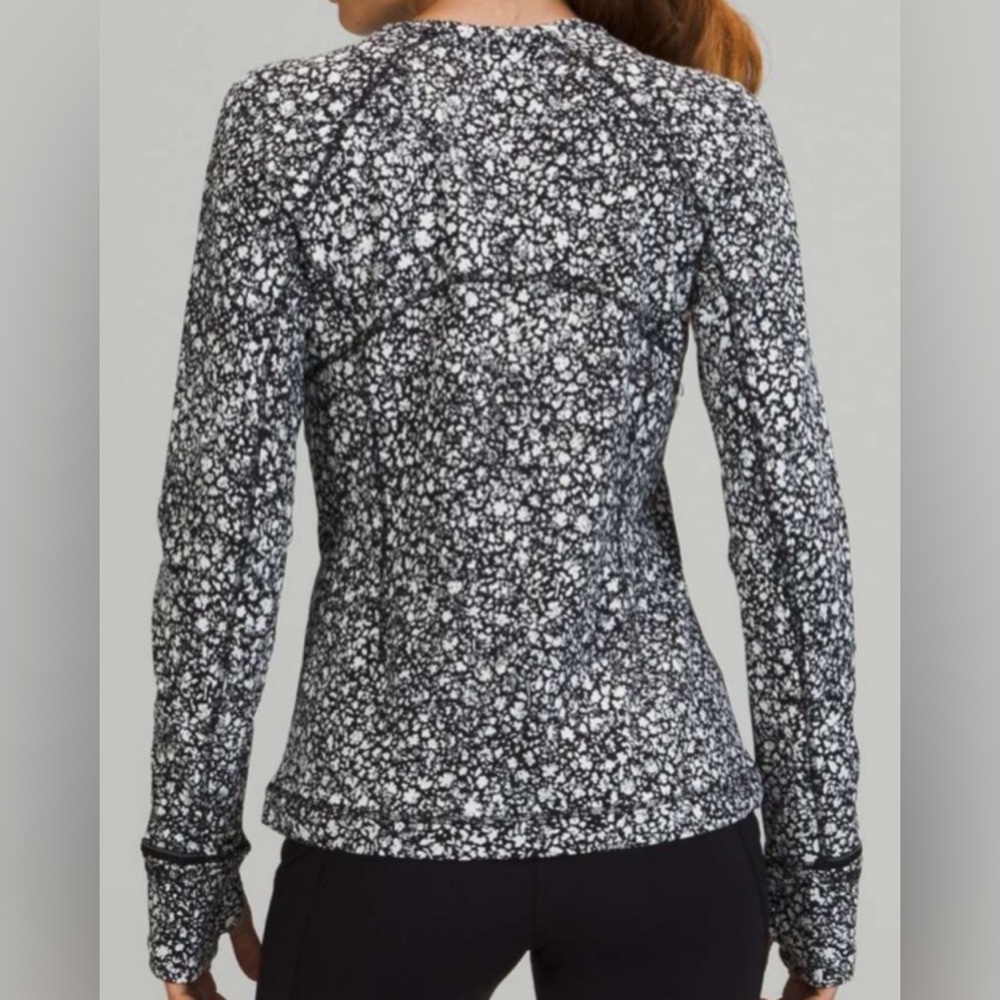 Lululemon Rulu Run Long Sleeve Shirt Venture Floral Alpine White Black - Picture 2 of 11
